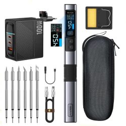 FNIRSI HS-02A set 4 - smart electric soldering iron with full accessories: adjustable, constant temperature, fast heat, IPS display