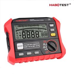 Habotest HT2302 - földelésiellenállás-mérő: 2 és 3 pólusú mérés, 0-4000 Ω, 0-200 V