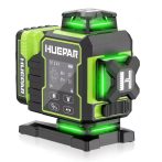   Huepar W04CG - 16 vonalas, 4D (4x360°) zöld lézeres szintező: forgatómotor, DeWALT-kompatibilis akku, bluetooth, LCD-kijelző